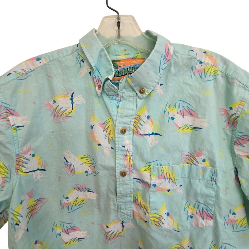 Chubbies Novelty Print Retro Polo Shirt Cockatoo Colorful Vacation Men Large